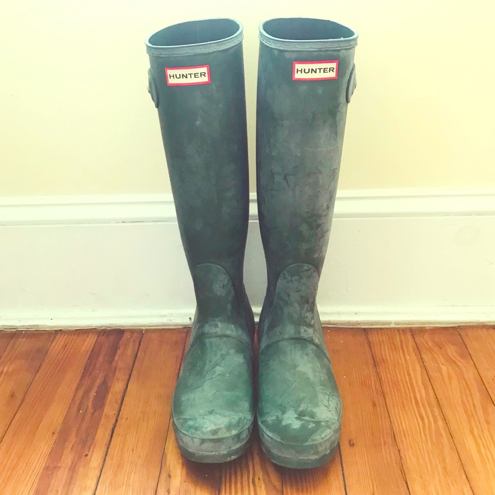 Green Tall Hunter Rainboots - size 8